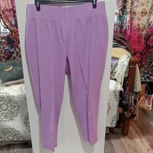 (516) Jessica London Lilac Pull-On Ankle Ponte Pants